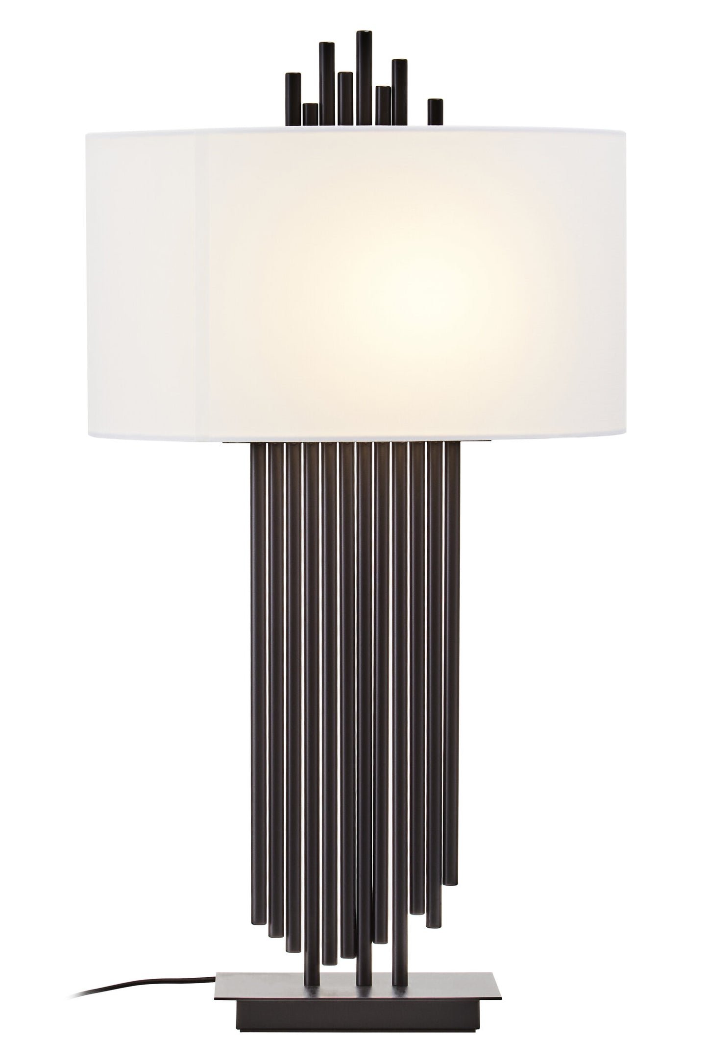 Mario Black Table Lamp with White Linen Shade