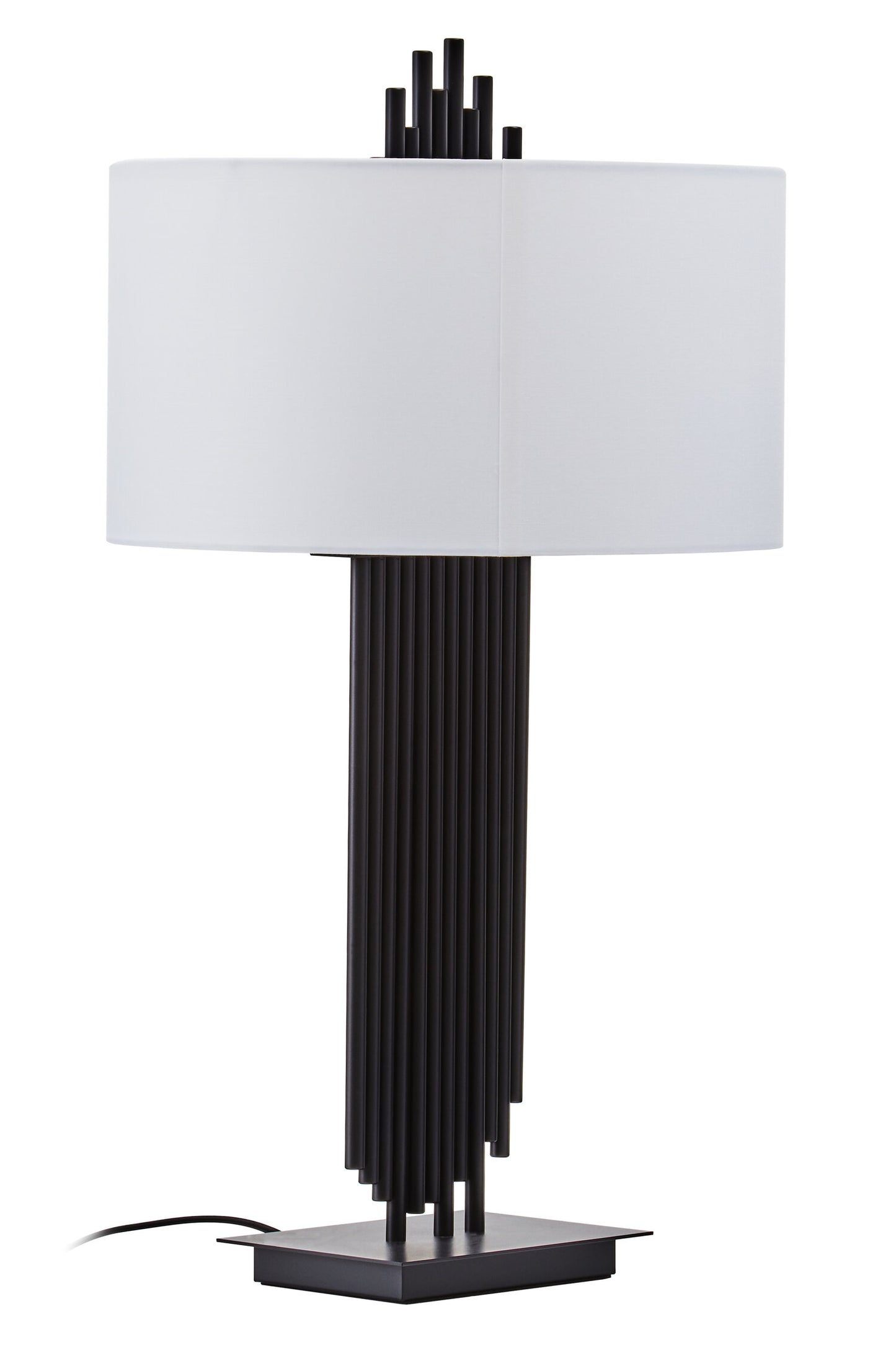Mario Black Table Lamp with White Linen Shade