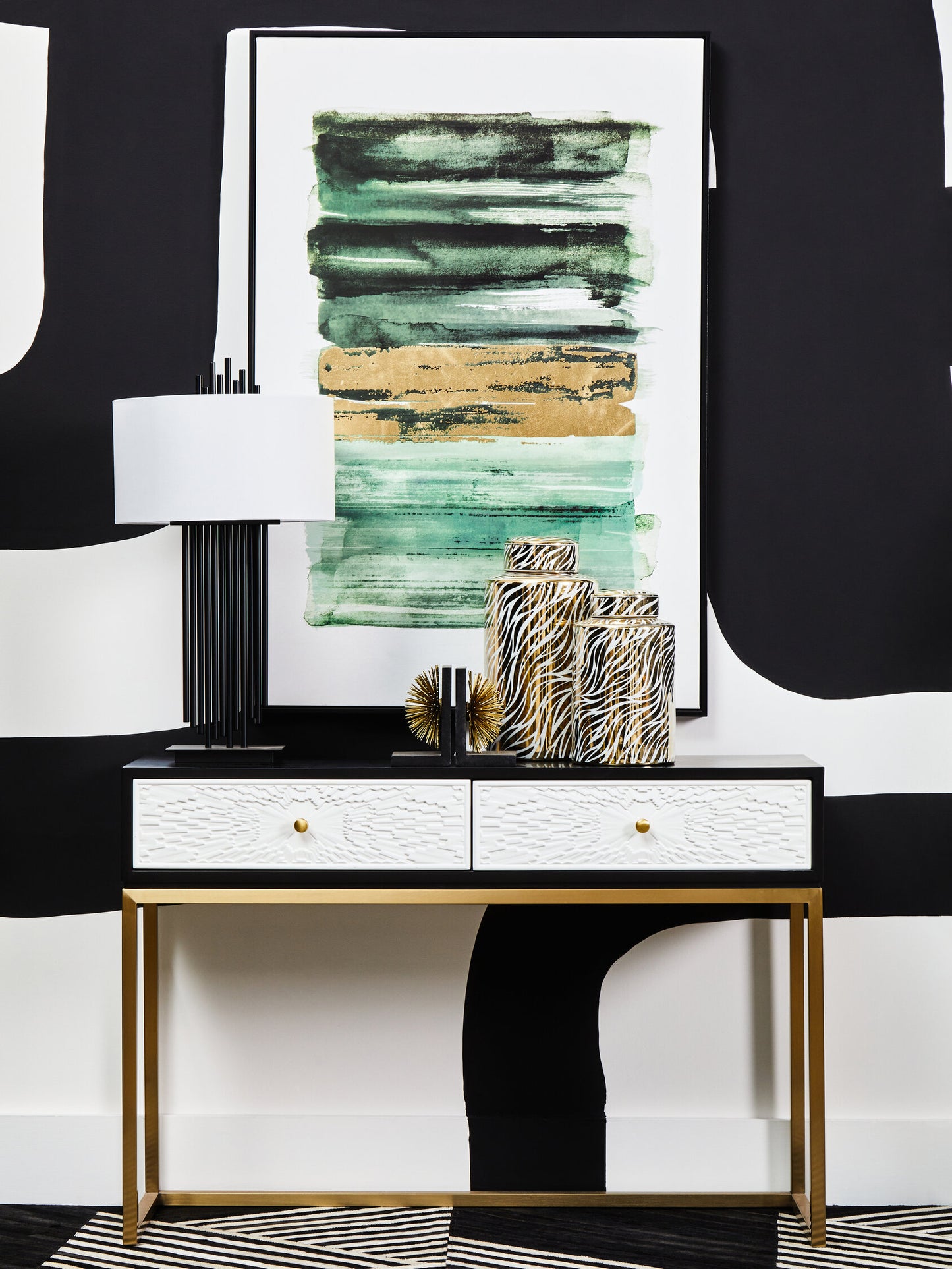 Mario Black Table Lamp with White Linen Shade
