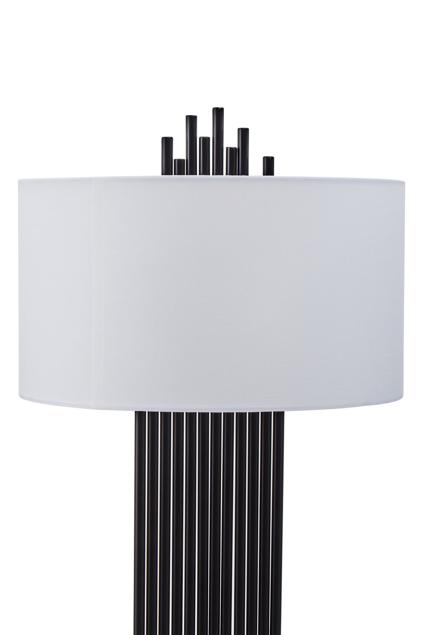 Mario Black Table Lamp with White Linen Shade