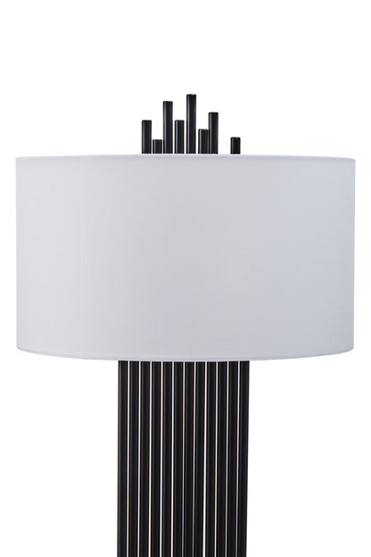 Mario Black Table Lamp with White Linen Shade
