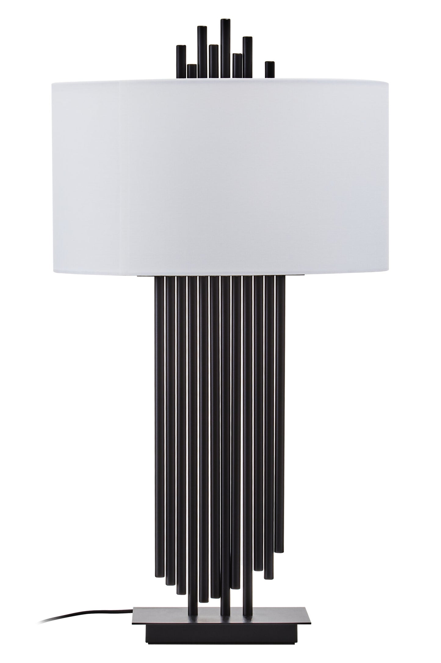 Mario Black Table Lamp with White Linen Shade