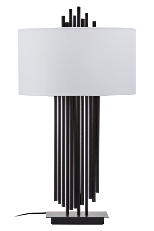 Mario Black Table Lamp with White Linen Shade