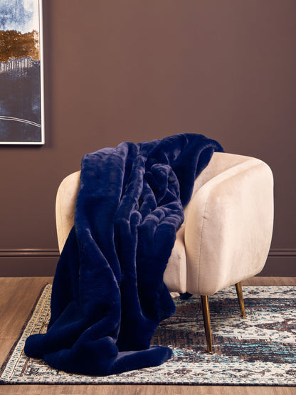 Nomad Lamina Navy Blue Faux Fur Throw