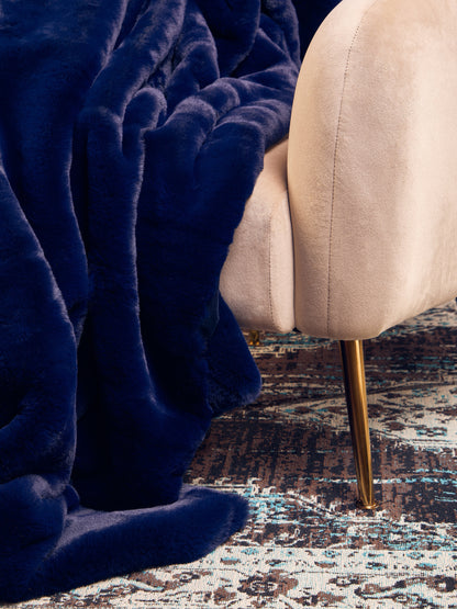 Nomad Lamina Navy Blue Faux Fur Throw