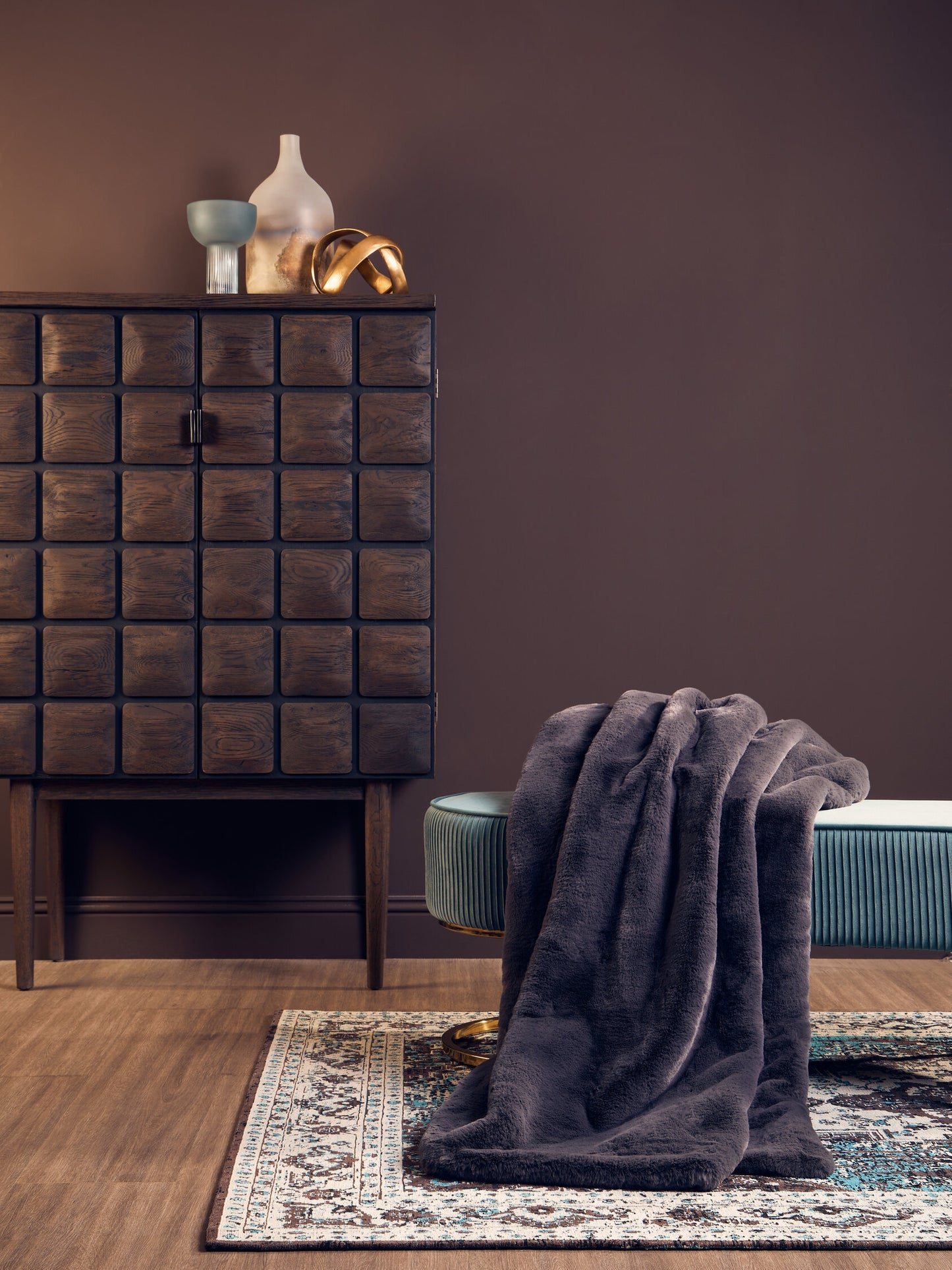 Nomad Lamina Grey Faux Fur Throw
