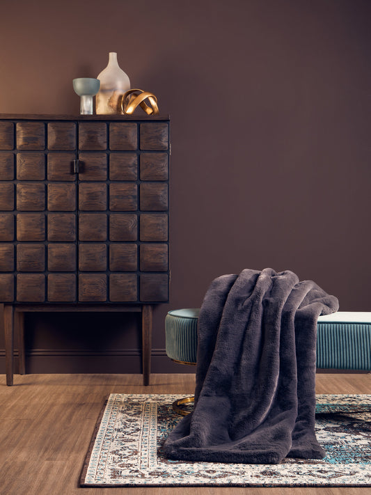Nomad Lamina Grey Faux Fur Throw