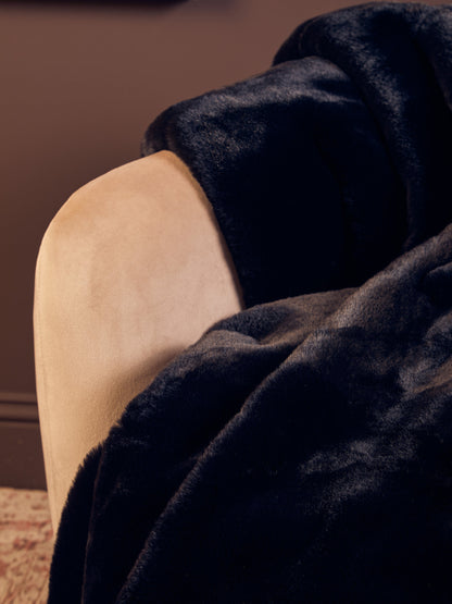 Nomad Lamina Black Faux Fur Throw