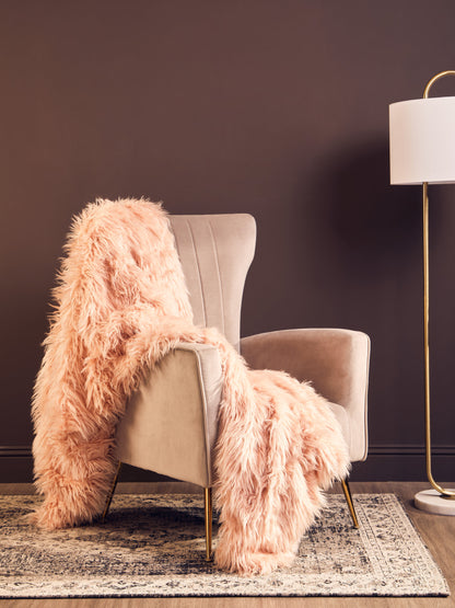 Nomad Lamina Pink Faux Fur Throw