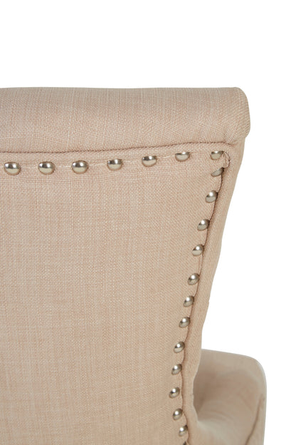 Davenport Natural Linen Dining Chair with Dark Legs