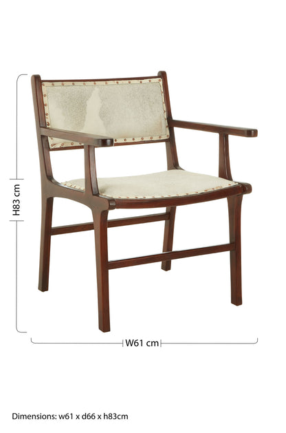 Nepal Leather and Teak Wood Dining Chair