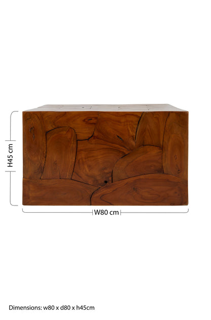 Amiandos Teak Wood Square Coffee Table