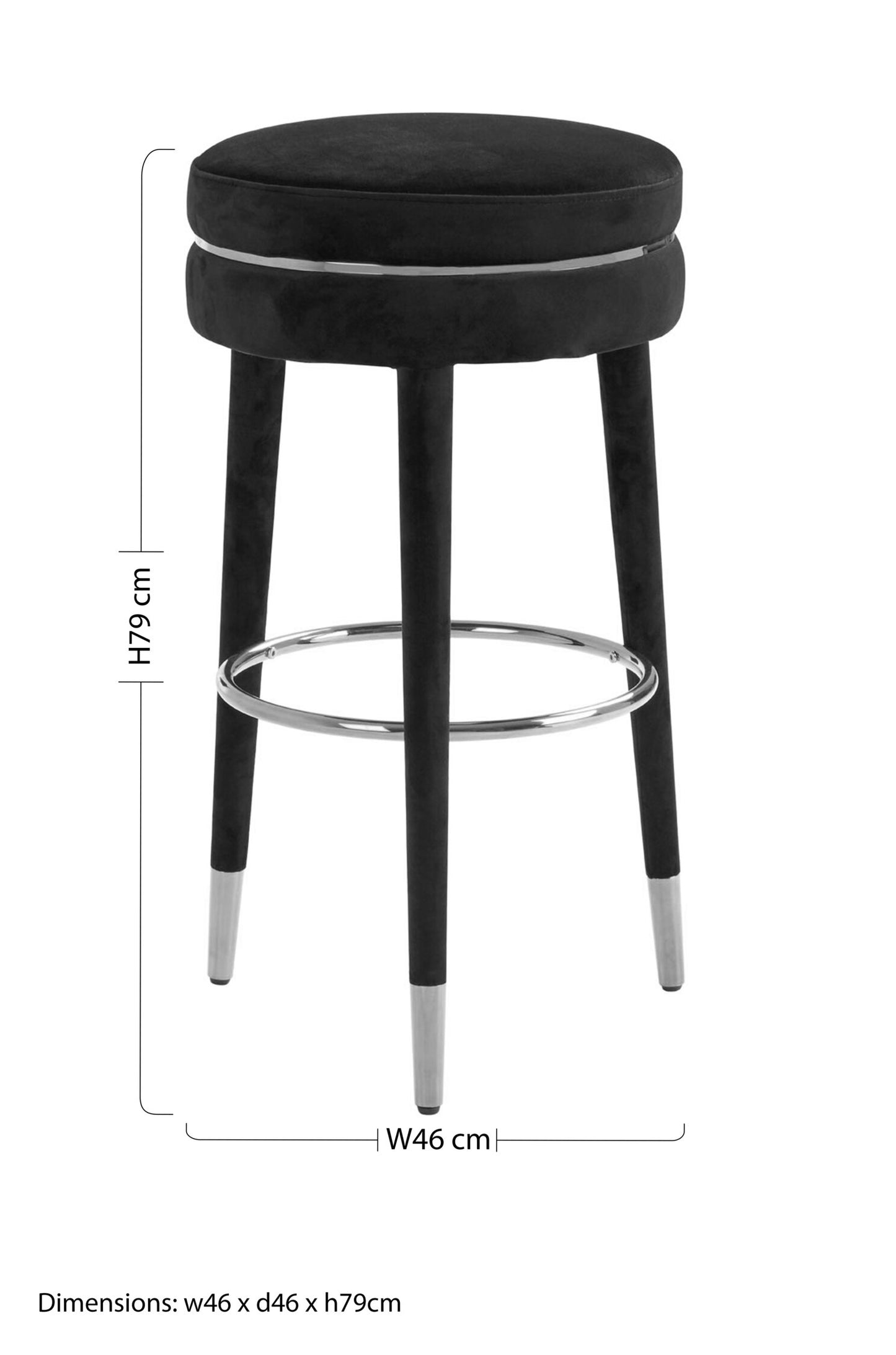 Mayfair Luxe Grey Velvet Silver Leg Bar Stool