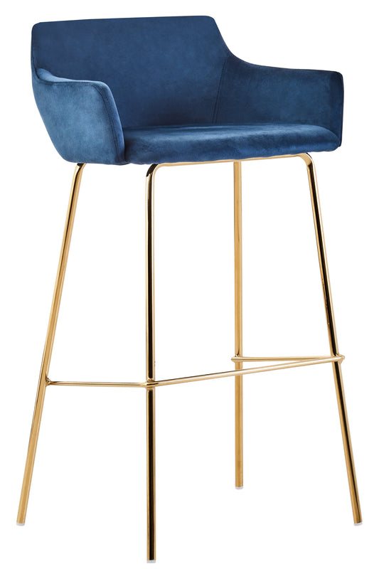 Lorena Blue Velvet Low Back Bar Chair