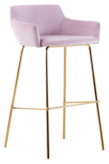Lorena Pink Velvet Low Back Gold Bar Stool