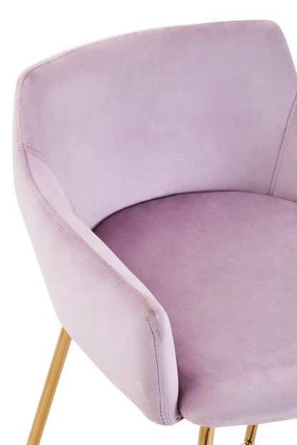 Lorena Pink Velvet Low Back Gold Bar Stool
