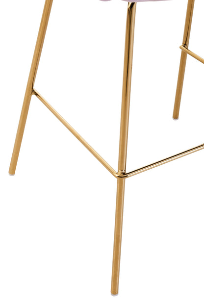 Lorena Pink Velvet Low Back Gold Bar Stool