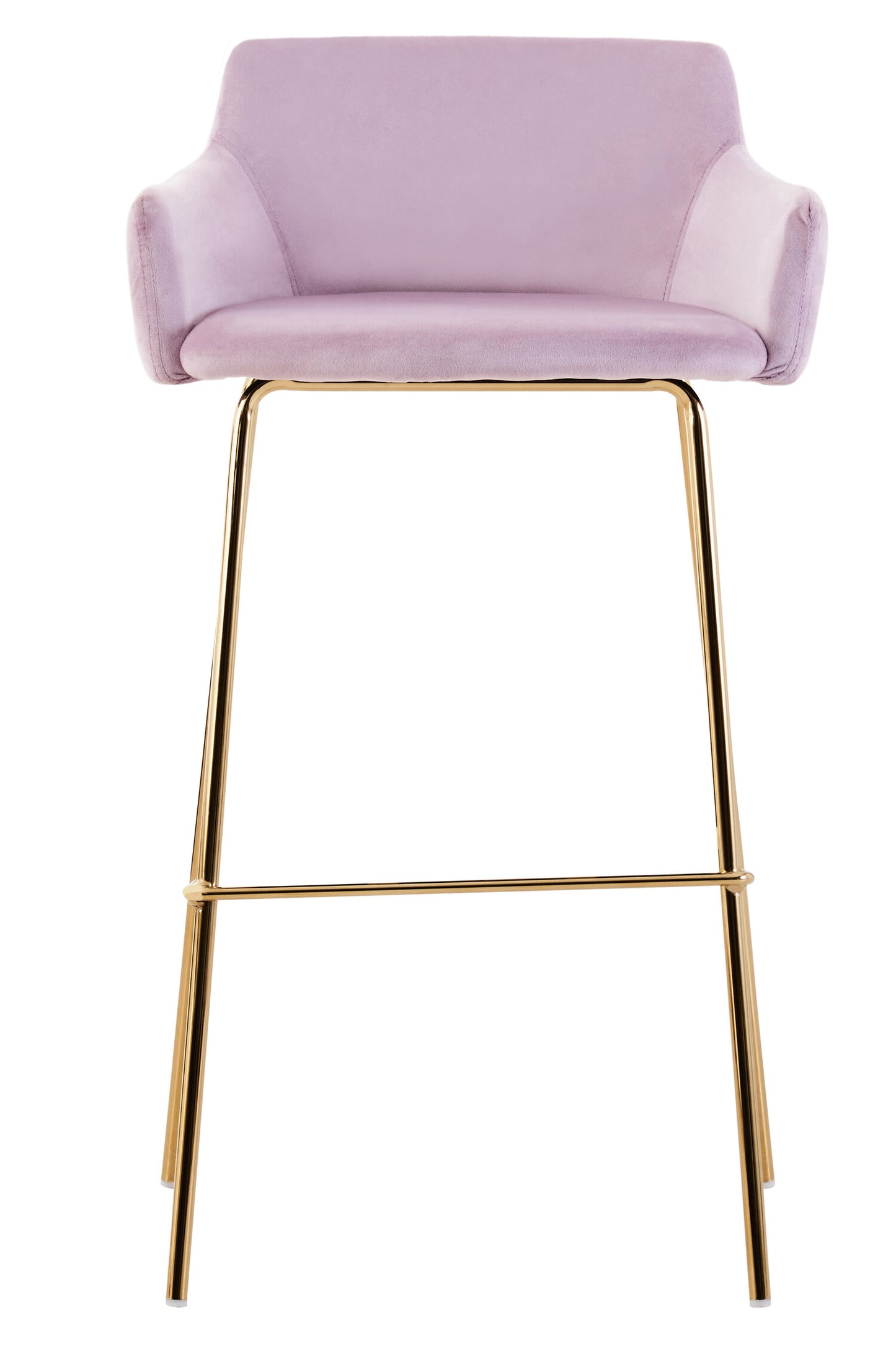 Lorena Pink Velvet Low Back Gold Bar Stool | Bali & Blue