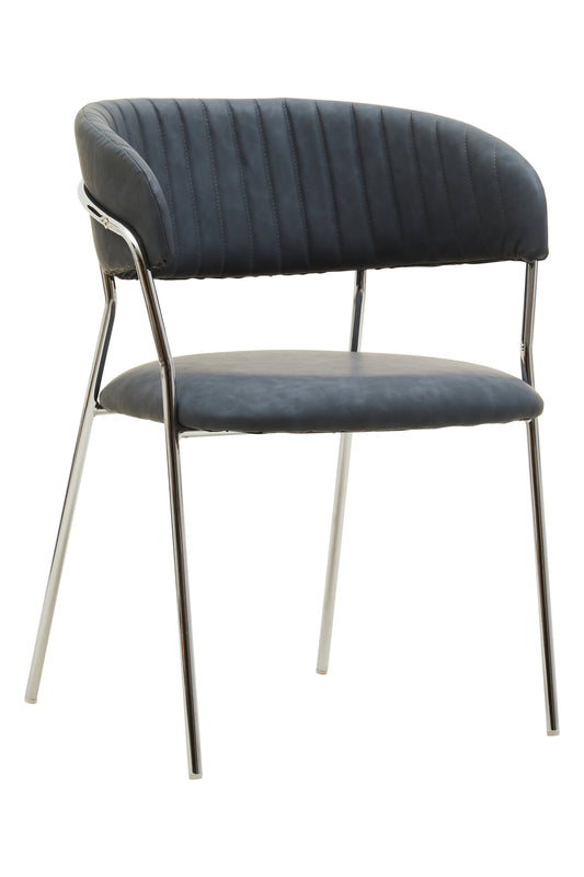 Lorena Dark Grey Leather Effect Curved Dining Chair
