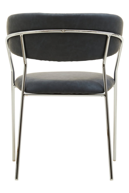 Lorena Dark Grey Leather Effect Curved Dining Chair
