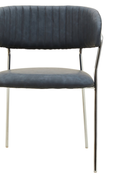Lorena Dark Grey Leather Effect Curved Dining Chair