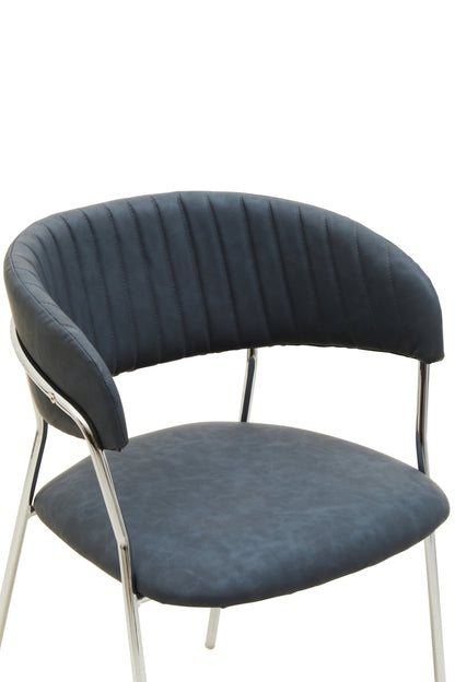 Lorena Dark Grey Leather Effect Curved Dining Chair