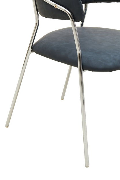 Lorena Dark Grey Leather Effect Curved Dining Chair