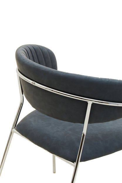 Lorena Dark Grey Leather Effect Curved Dining Chair