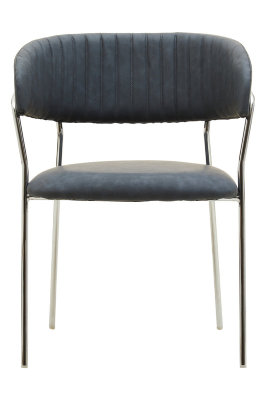 Lorena Dark Grey Leather Effect Curved Dining Chair