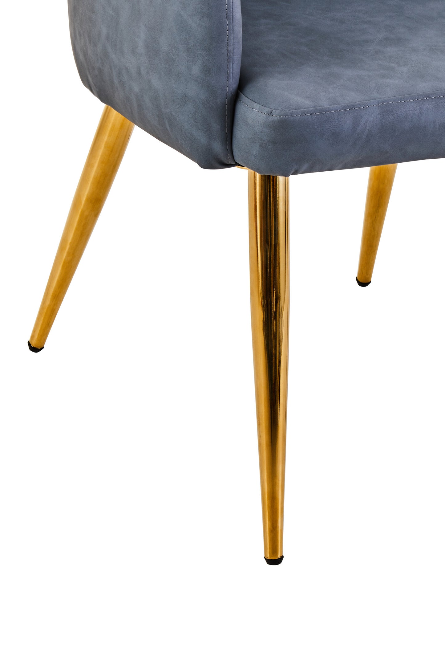 Lorena Dark Grey Leather Effect Quilted Dining Chair with Gold Metal Legs