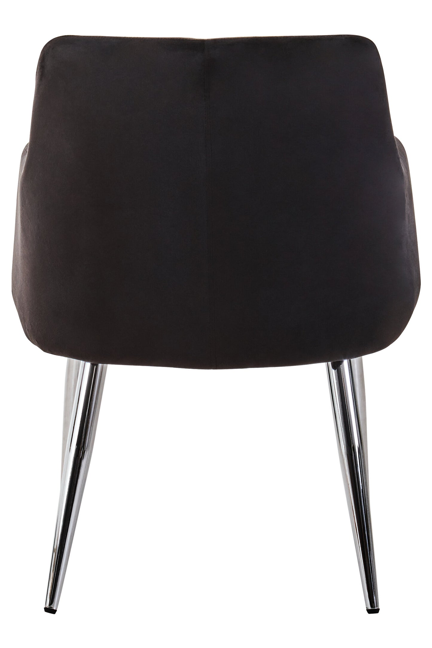 Lorena Black Velvet Quilted Dining Chair with Chrome Finish Legs