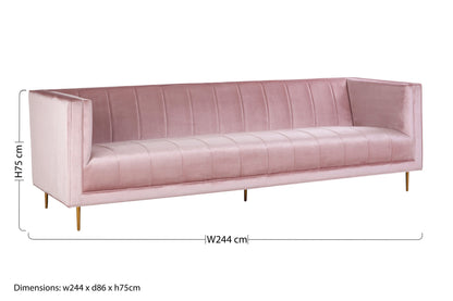 Renee Pink Velvet 3 Seater Sofa