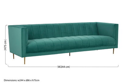 Renee Green Velvet 3 Seater Sofa