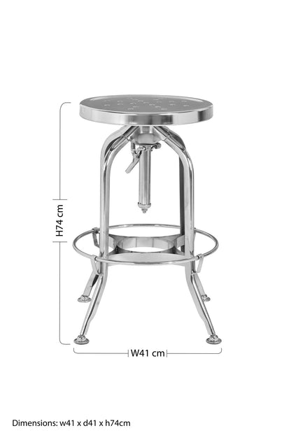 Cannes Chrome Industrial Adjustable Bar Stool