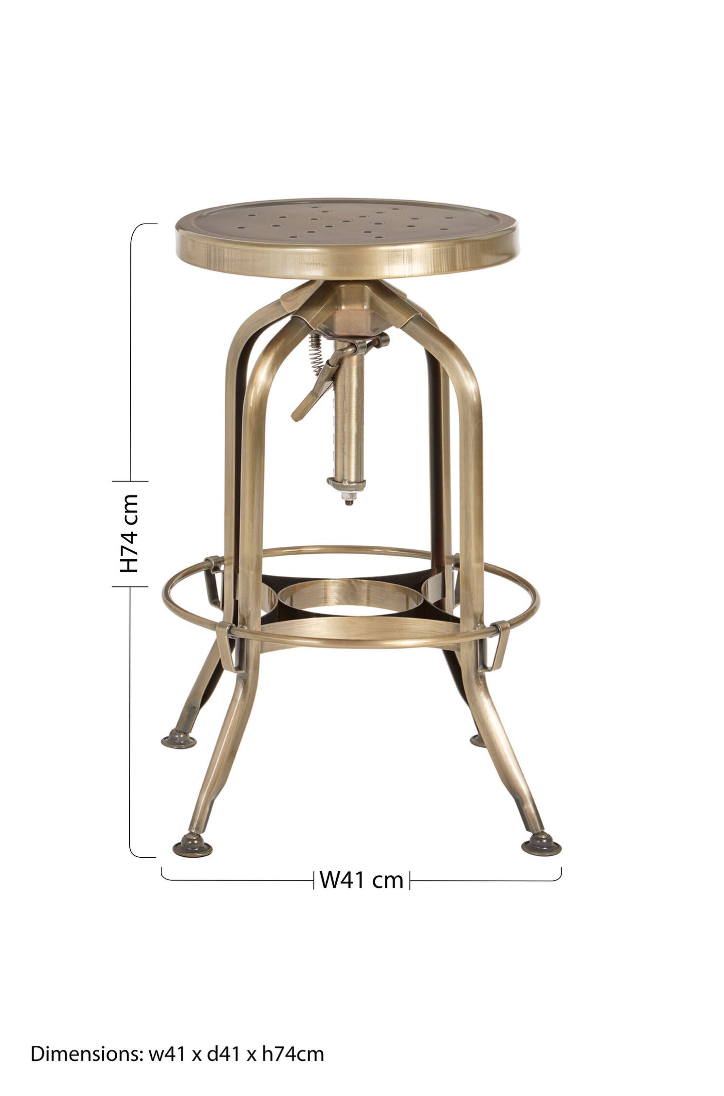 Cannes Brass Industrial Adjustable Bar Stool