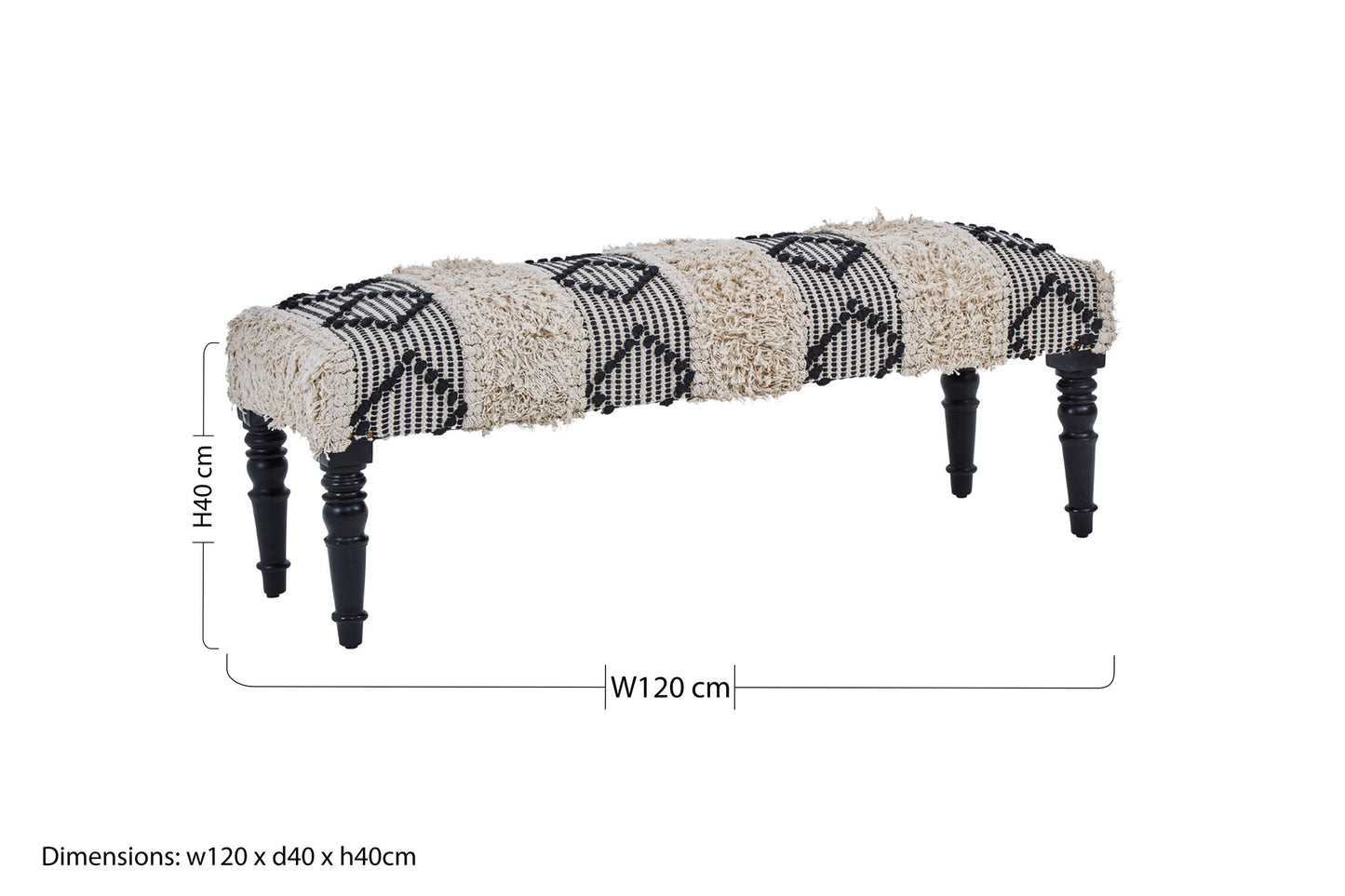 Aztec Black And White Moroccan Bench