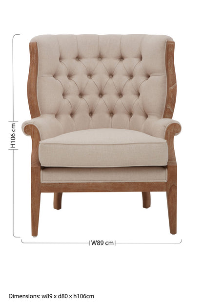 Lille Cream Armchair with Tufted Back