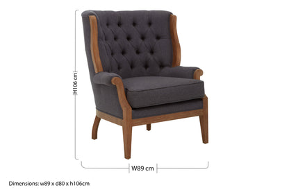 Lille Graphite Grey Armchair with Tufted Back