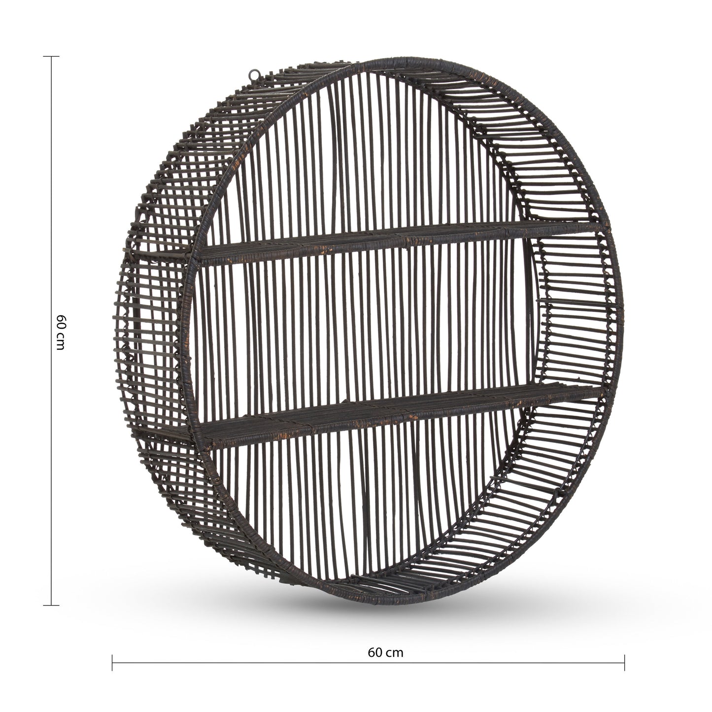 Congo Large Black Rattan Wall Shelf