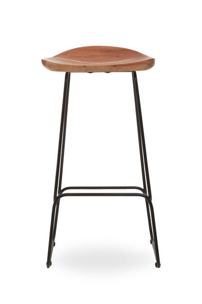 Jersey Acacia Wood and Black Frame Bar Stool