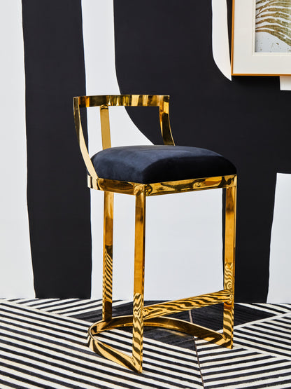 Dahlia Black Velvet Bar Stool