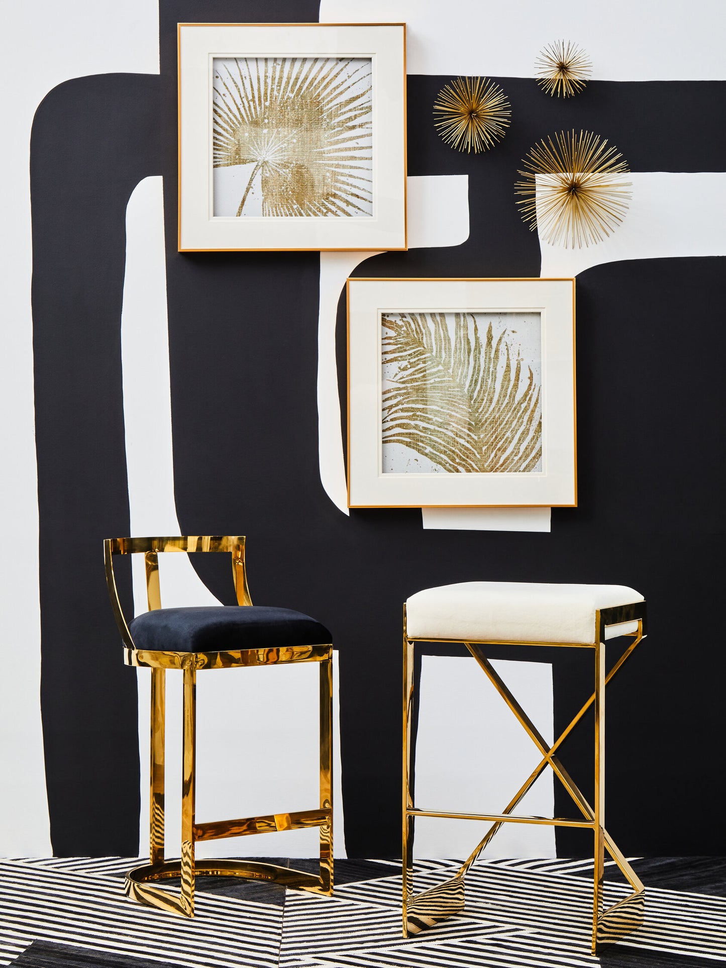 Dahlia Black Velvet Bar Stool