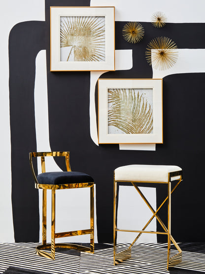 Dahlia Black Velvet Bar Stool