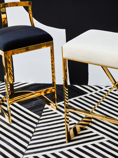 Dahlia Black Velvet Bar Stool