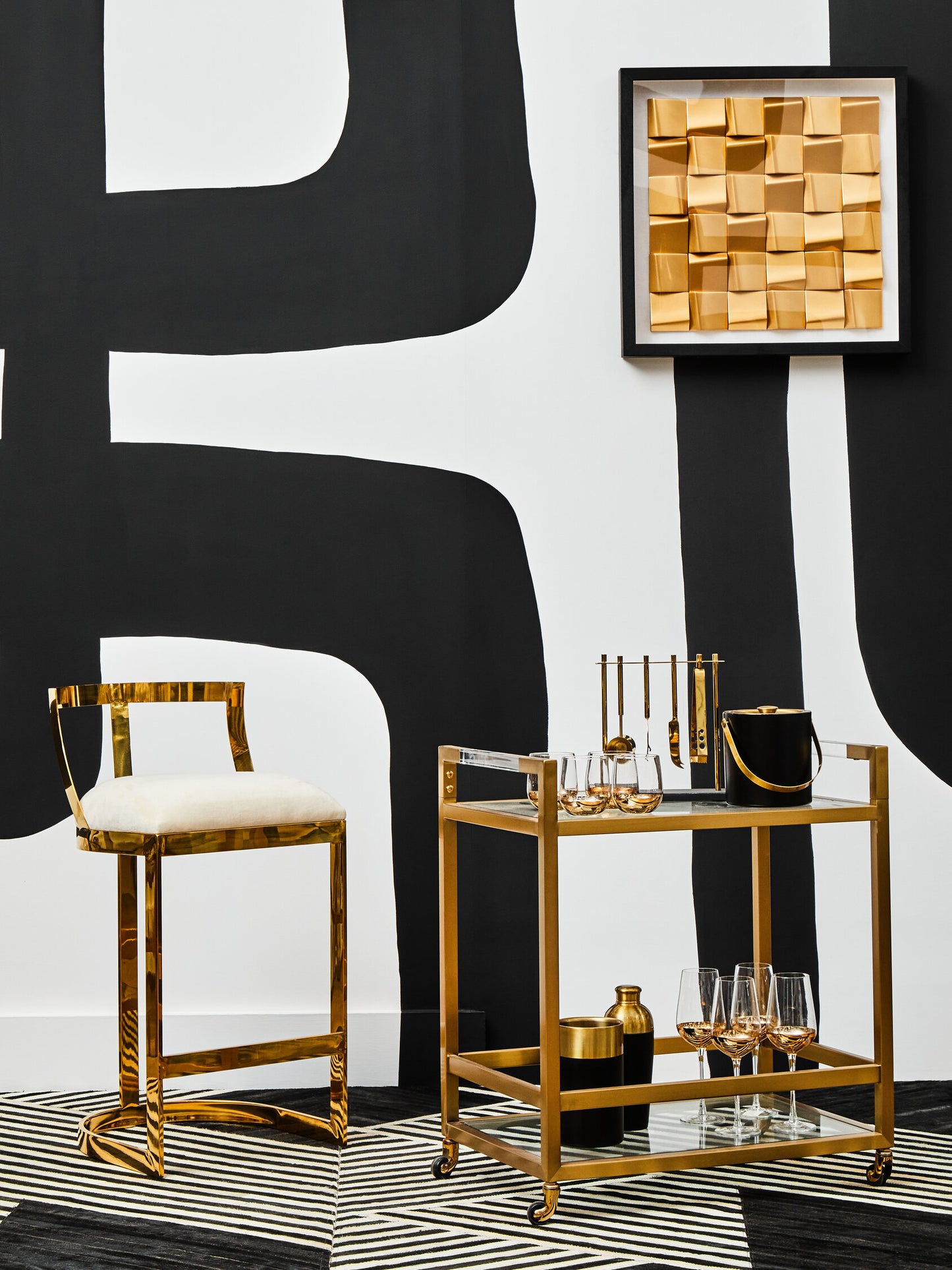 Dahlia Ivory Velvet Bar Stool