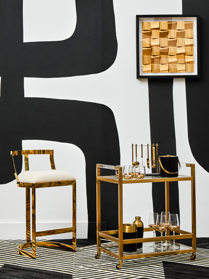 Dahlia Ivory Velvet Bar Stool