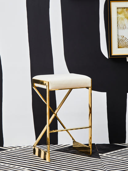 Dahlia Ivory And Gold Finish Bar Stool