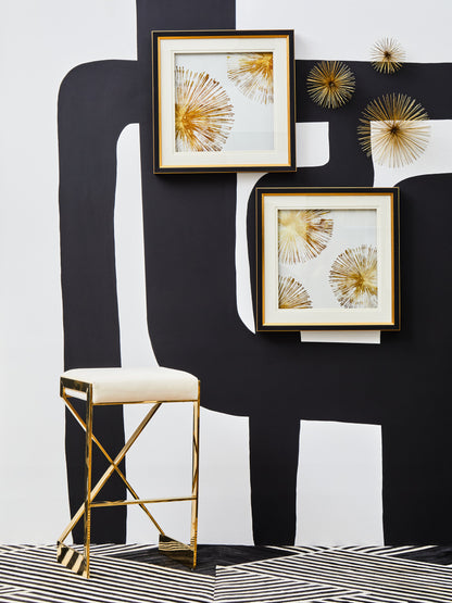Dahlia Ivory And Gold Finish Bar Stool