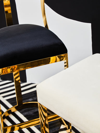 Dahlia Ivory And Gold Finish Bar Stool