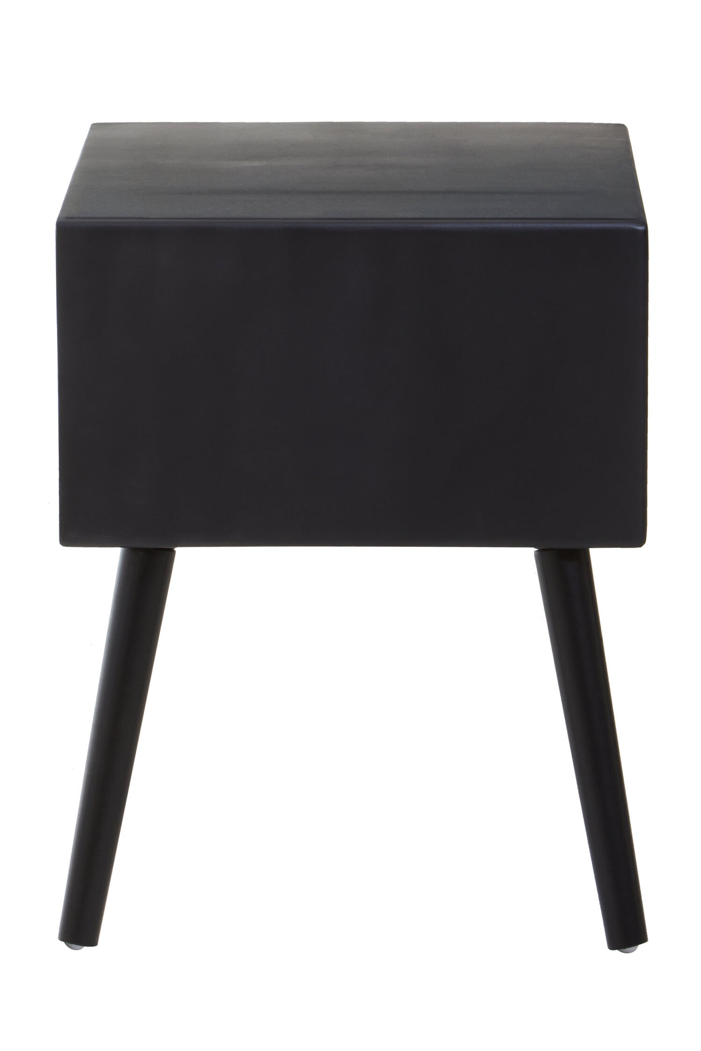 Fiji Black Side Table with Rattan Drawer